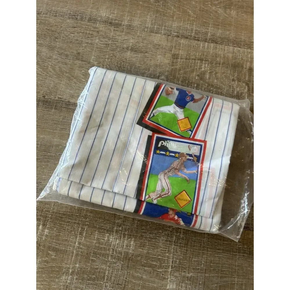 Vintage Baseball Twin Flat Sheet 80s MLB Expos Red Sox NOS USA Sports Bedding